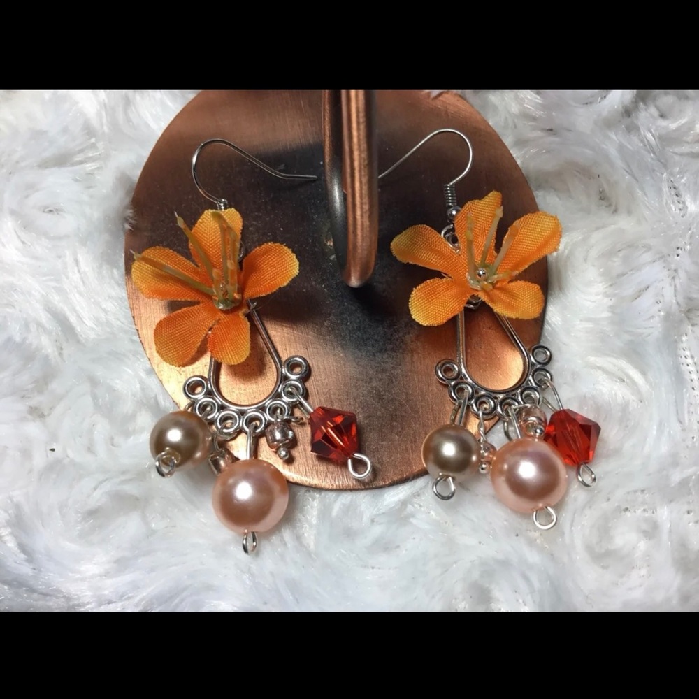 Orange U Lilly Dangle Earrings